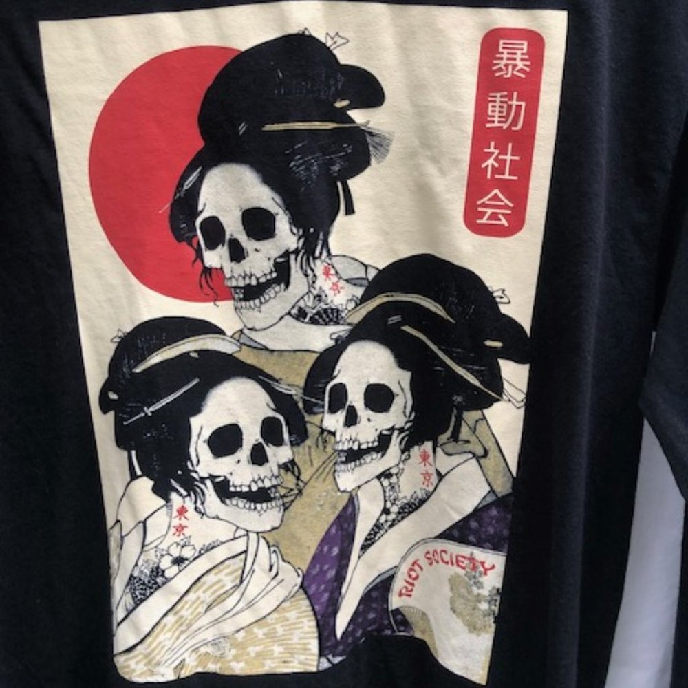 Riot Society Black Skull Tee Size S